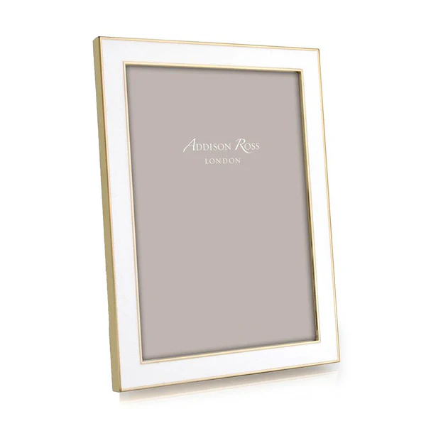Addison Ross White Enamel and Yellow Gold Frame, 5x7