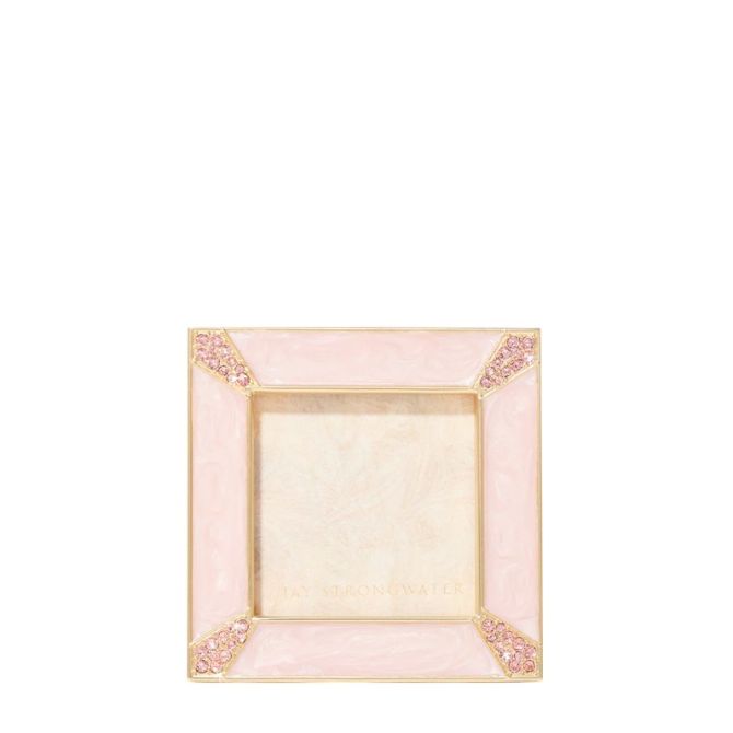 Jay Strongwater Leland Pave Corner 2" Frame, Baby Pink