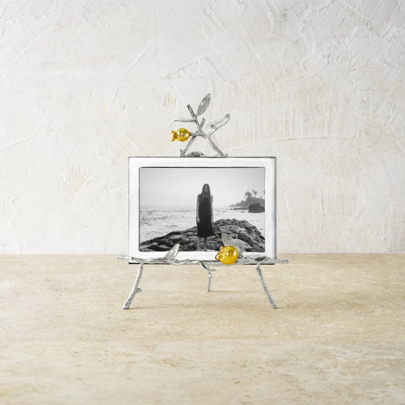 Michael Aram Pomegranate Silver and Yellow Gold Easel Frame, 5x7