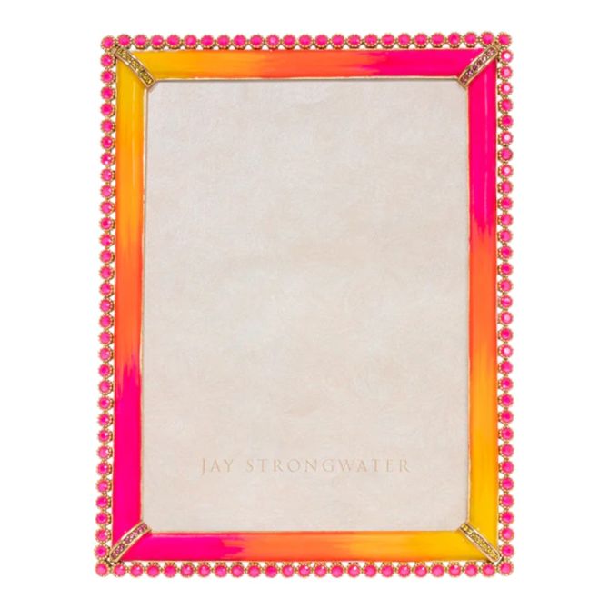 Jay Strongwater Lucas Stone Edge Electric Pink Frame, 5x7