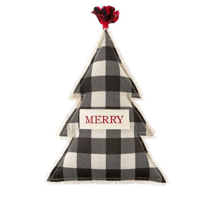 Mud Pie Christmas Shaped Tree Pillow, Joy
