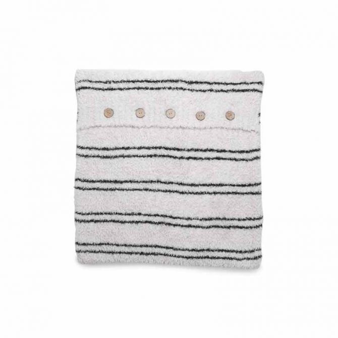 Barefoot Dreams CozyChic Striped Pillow and Insert, Almond and Carbon