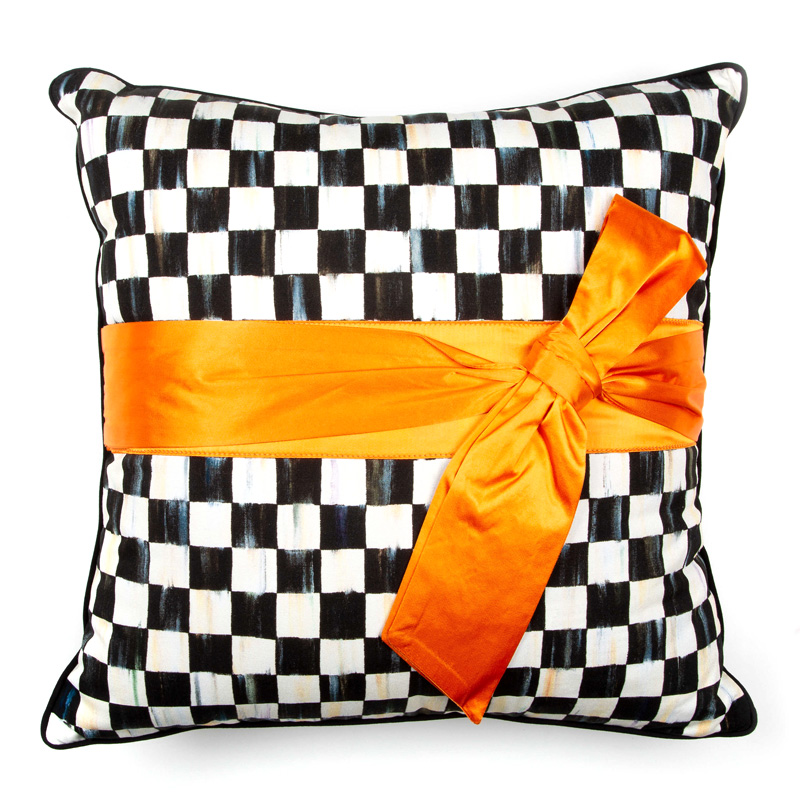 MacKenzie-Childs Courtly Check Sash Pillow, Orange