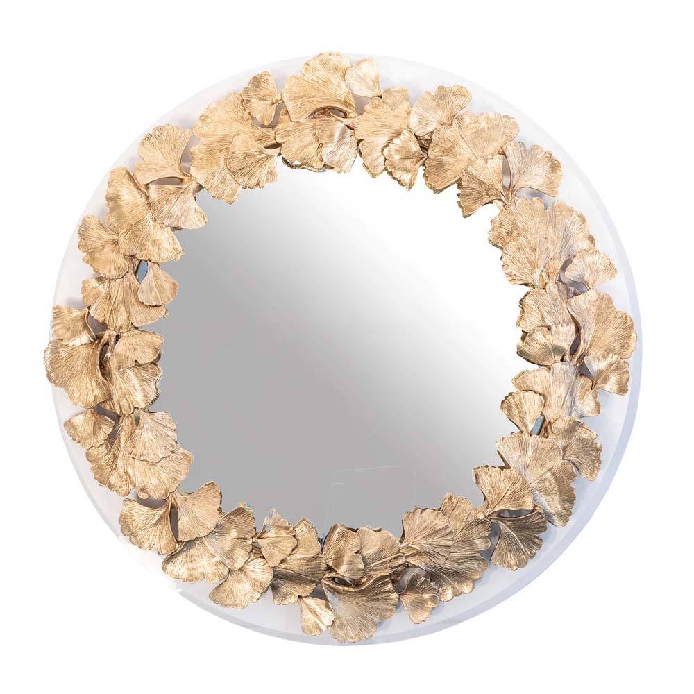 Jay Strongwater Everly Ginkgo Round Mirror, 18