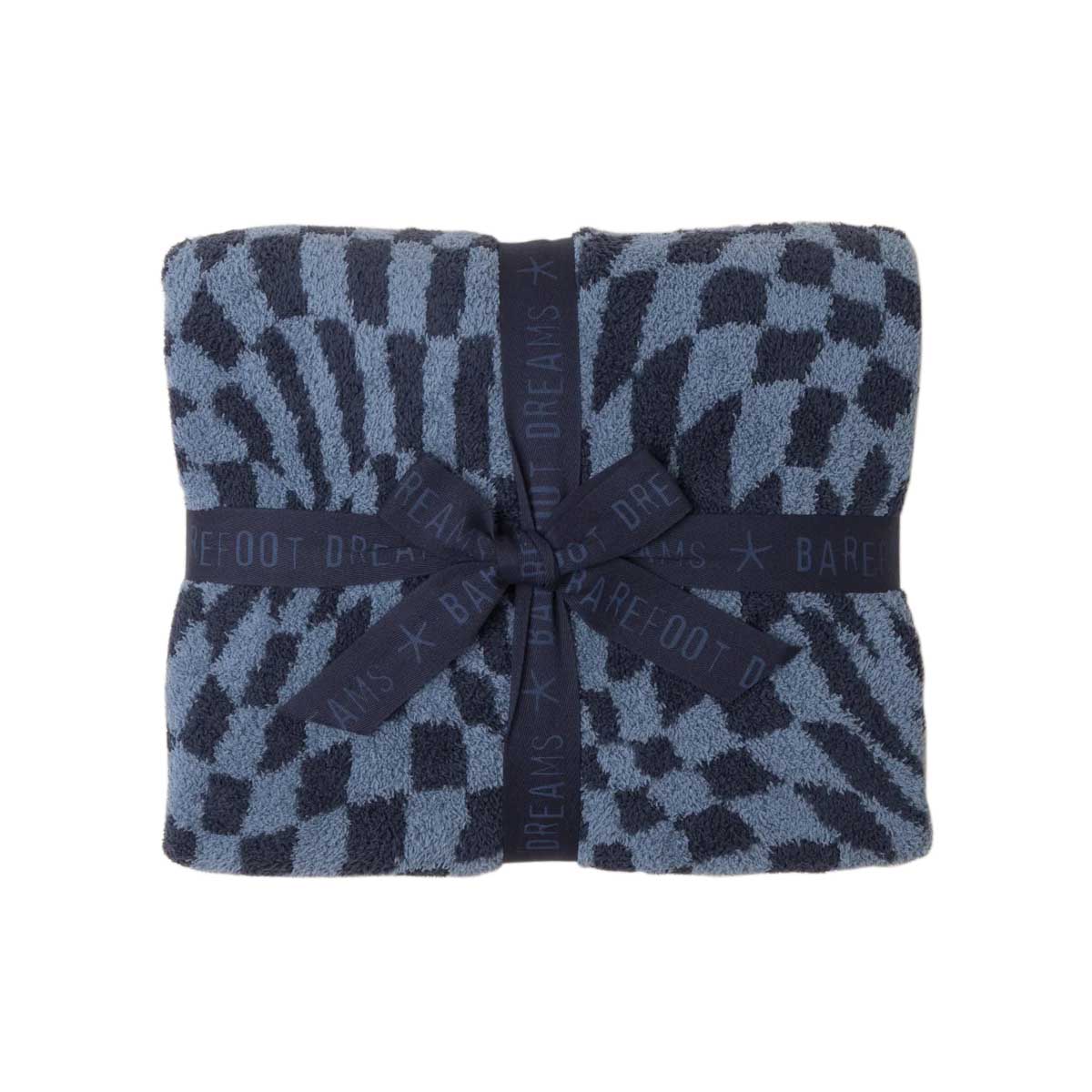 Barefoot Dreams CozyChic Checkered Blanket, Baltic Blue and Tide Water