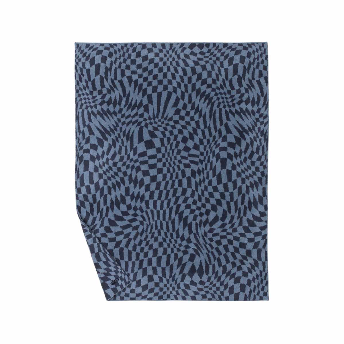Barefoot Dreams CozyChic Checkered Blanket, Baltic Blue and Tide Water