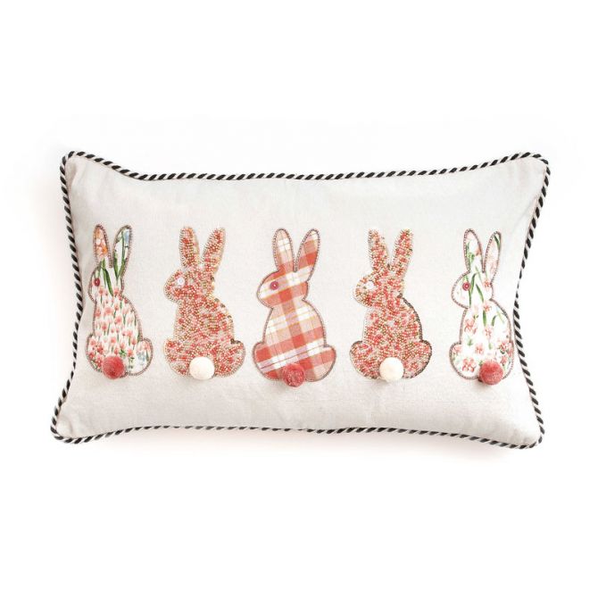 MacKenzie-Childs Tattersall Bunny Lumbar Pillow