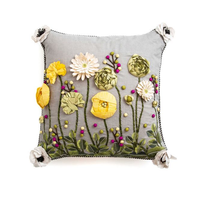 MacKenzie-Childs Coming Up Daisies Square Pillow