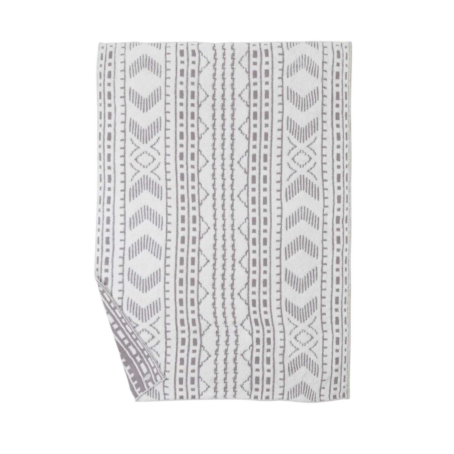 Barefoot Dreams CozyChic Artisan Throw Blanket, Cream and Beach Rock