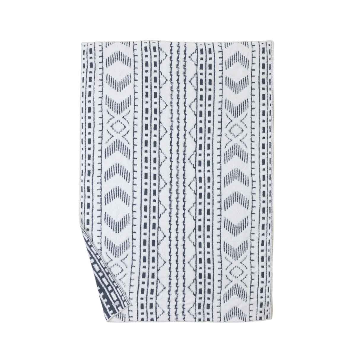 Barefoot Dreams CozyChic Artisan Throw Blanket, Pearl and Smokey Blue