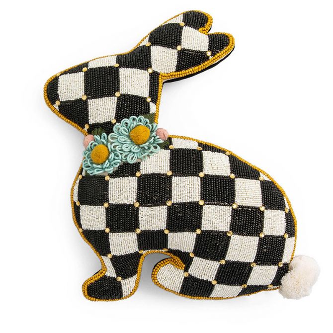 MacKenzie-Childs Beaded Bunny Shaped Throw Pillow