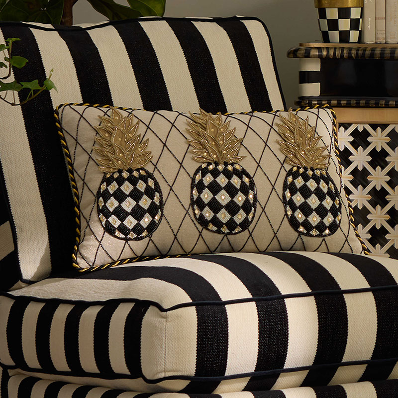MacKenzie-Childs Pineapple Ivory Lumbar Pillow