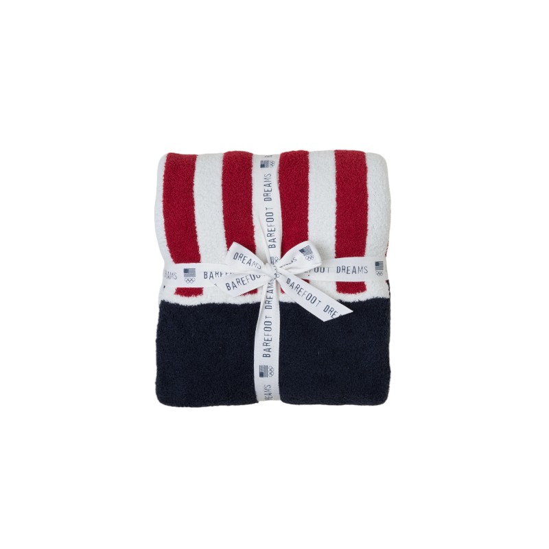 Barefoot Dreams Cozychic Team USA Flag Olympic Ring Blanket