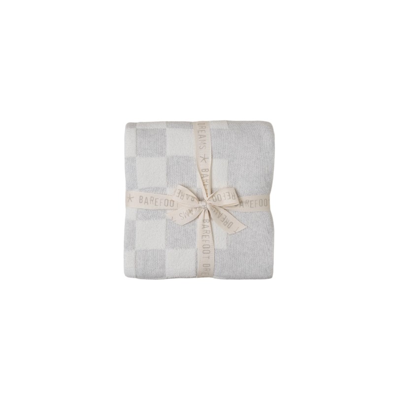 Barefoot Dreams Cozychic Throw, Checkered Grey and Cream