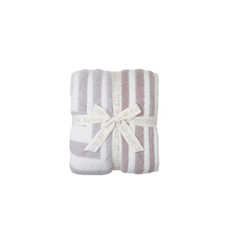 Barefoot Dreams Cozychic Throw, Textured Stripe Taupe