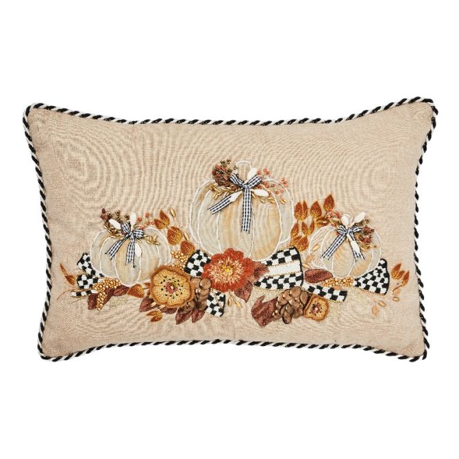 MacKenzie-Childs Autumn Frost Beaded Pumpkin Lumbar Pillow