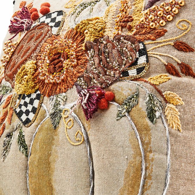 MacKenzie-Childs Autumn Frost Beaded Pumpkin Throw Pillow | 75740