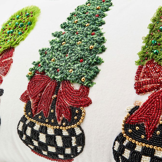 McKenzie-Childs ビーズ　クッション MacKenzie-Childs Holiday Topiary Beaded Lumbar Pillow | 75740-1320