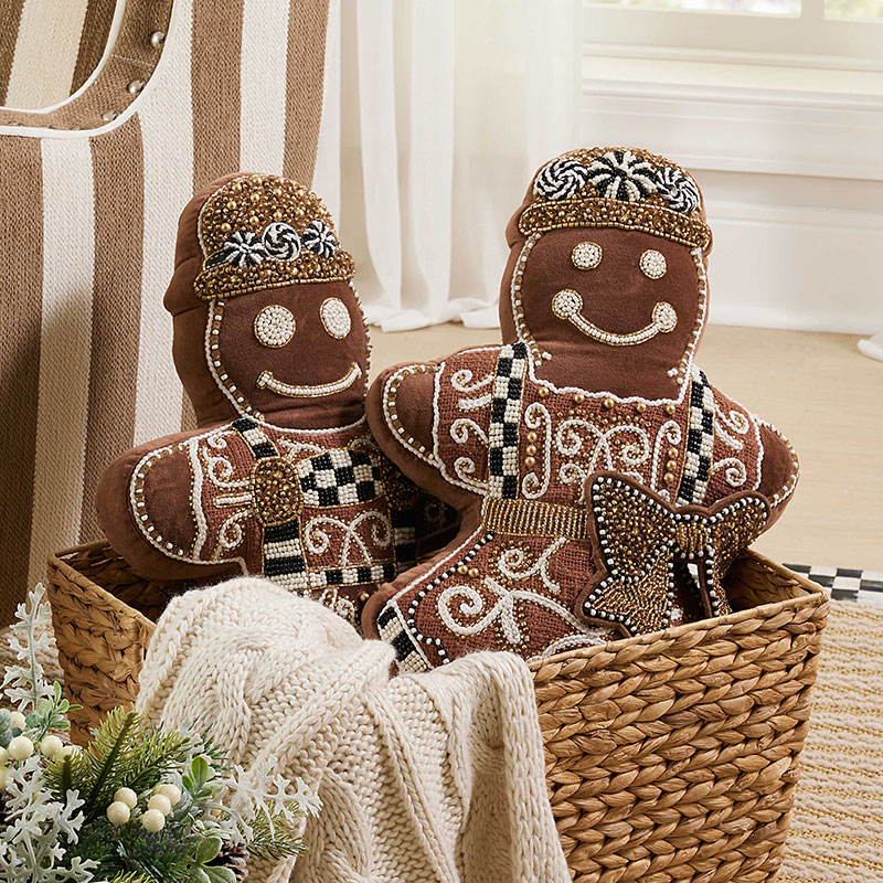 MacKenzie-Childs Gingerbread Boy Shaped Throw Pillow