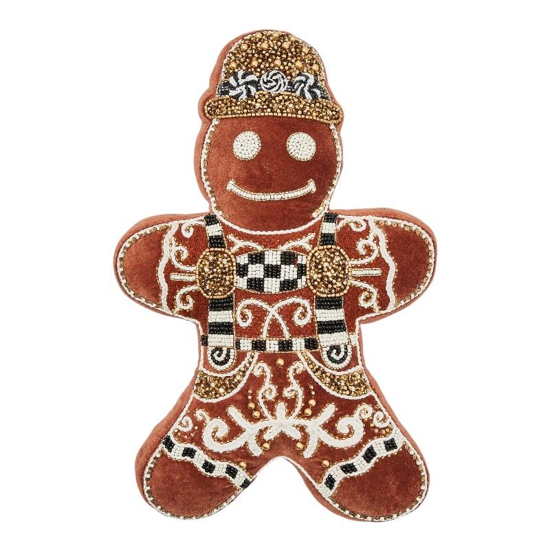 MacKenzie-Childs Gingerbread Boy Shaped Throw Pillow