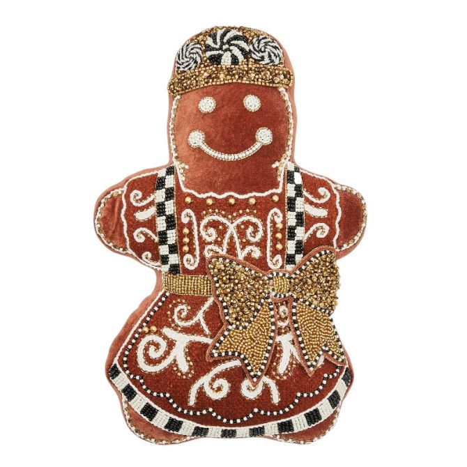 MacKenzie-Childs Gingerbread Girl Shaped Throw Pillow | 75740-1343