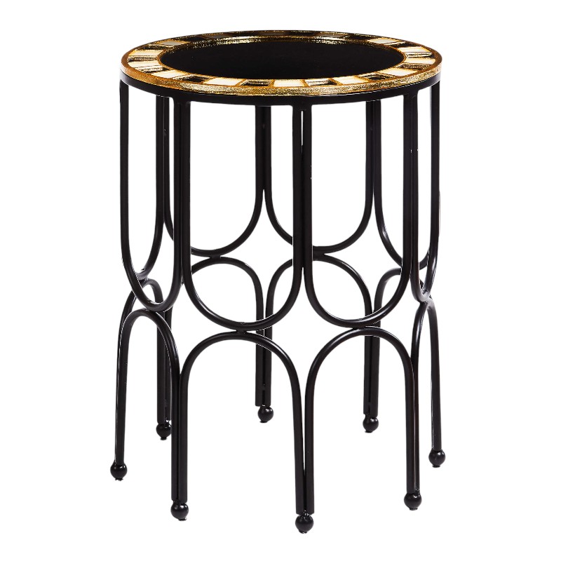 MacKenzie-Childs Black Tie Round Accent Table