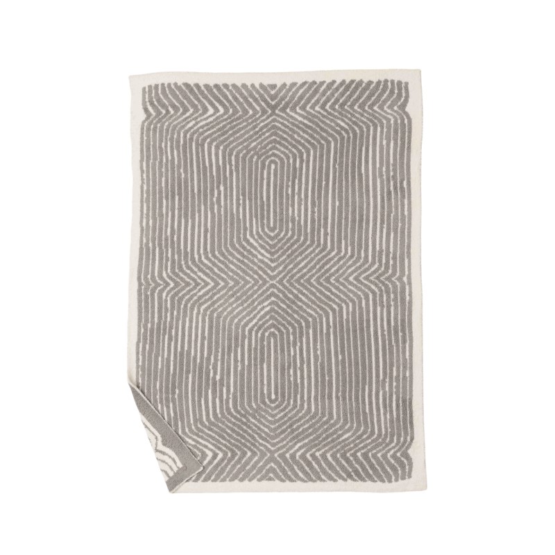 Barefoot Dreams Cozychic Asscher Throw, Cream and Pewter