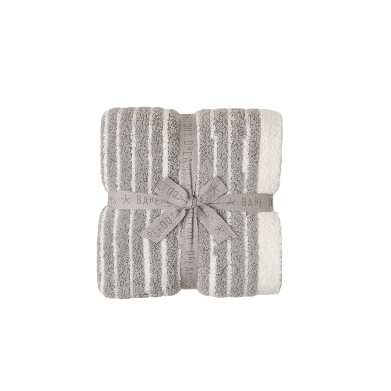 Barefoot Dreams Cozychic Asscher Throw, Cream and Pewter