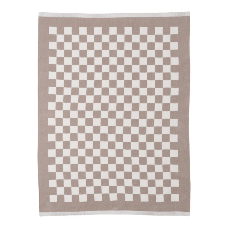 Barefoot Dreams CozyChic Cotton Classic Checkered Throw, Fauna and Cream