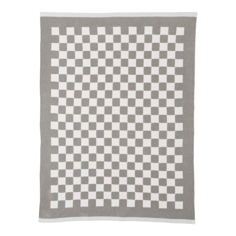 Barefoot Dreams CozyChic Cotton Classic Checkered Throw, Eucalyptus and Cream