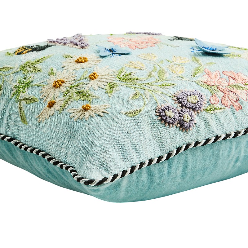 MacKenzie-Childs Floral and Bee Throw Pillow