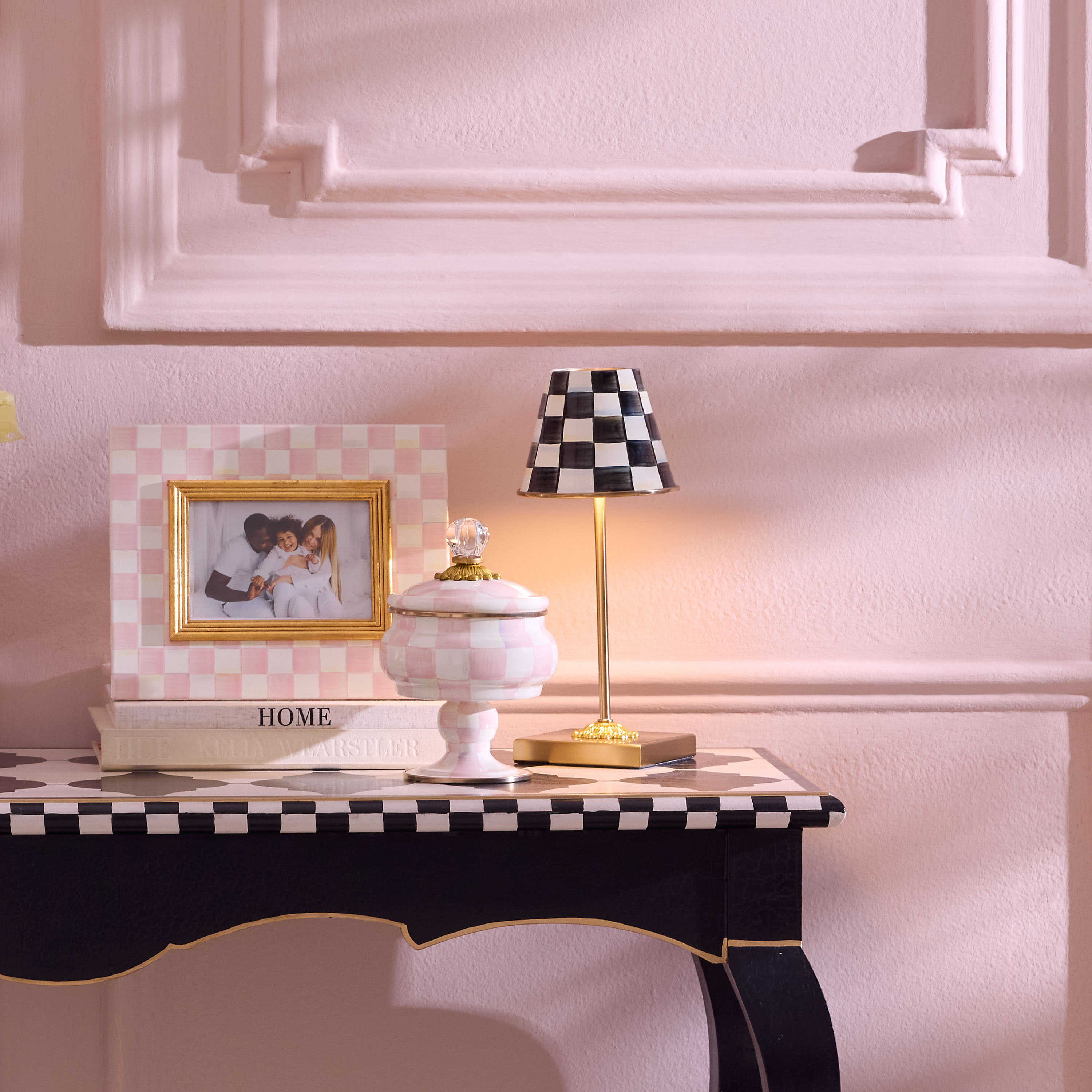 MacKenzie-Childs Courtly Check LED Rechargeable Café Table Lamp