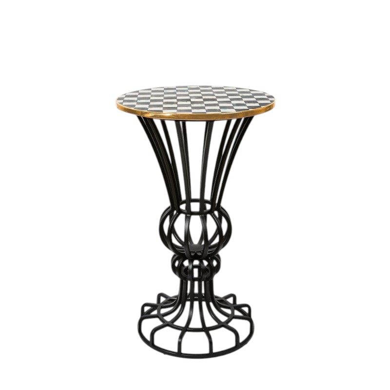 MacKenzie-Childs Courtly Check Pedestal Accent Table