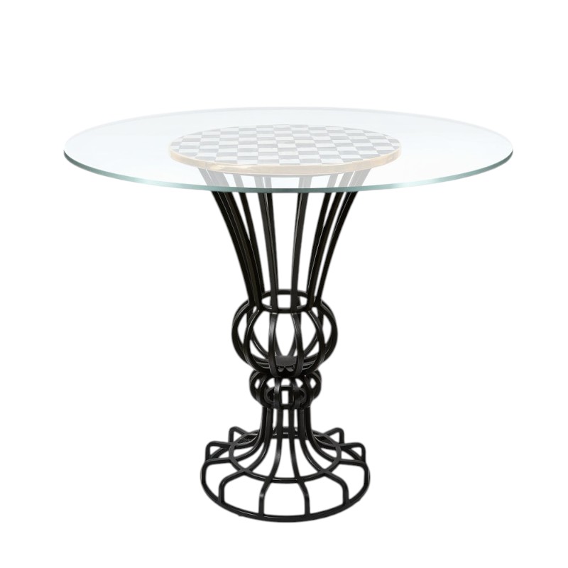 MacKenzie-Childs Courtly Check Pedestal Accent Table