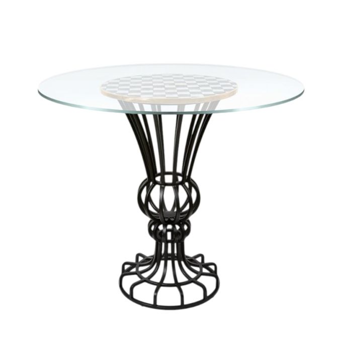MacKenzie-Childs Courtly Check Pedestal Accent Table - Thumbnail 3