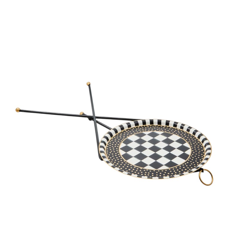 MacKenzie-Childs Tilt Top Black Tripod Table