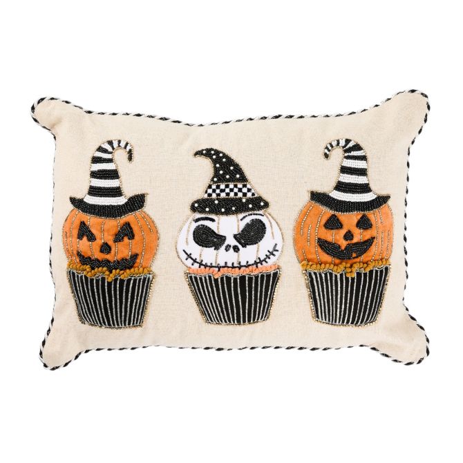 MacKenzie-Childs Jack-O-Lantern Cupcake Lumbar Throw Pillow