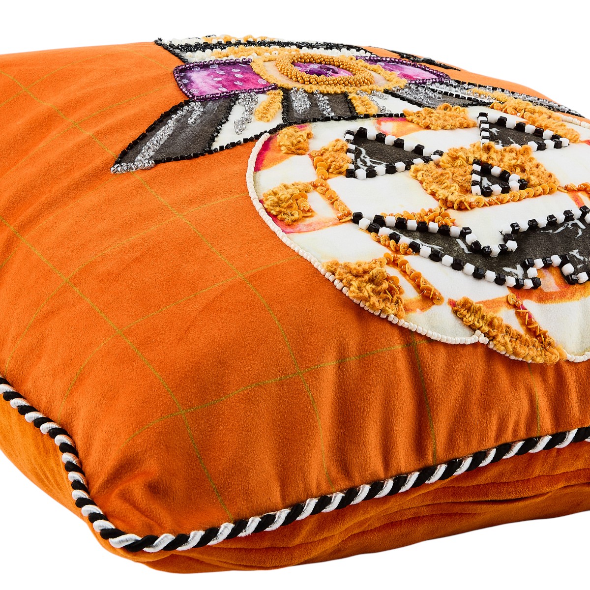 MacKenzie-Childs Jack-O-Lantern in Hat Throw Pillow