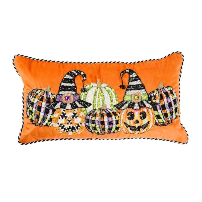 MacKenzie-Childs Jack O'Lantern In Hat Lumbar Throw Pillow