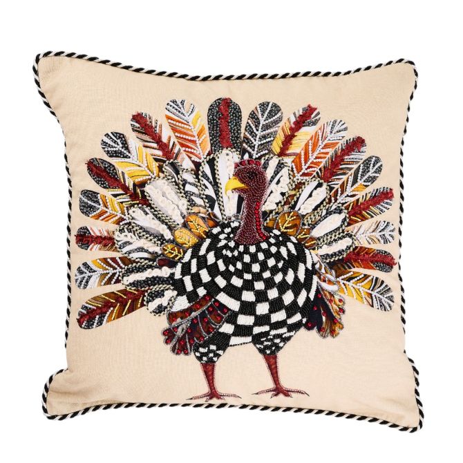 MacKenzie-Childs Checkered Turkey Throw Pillow