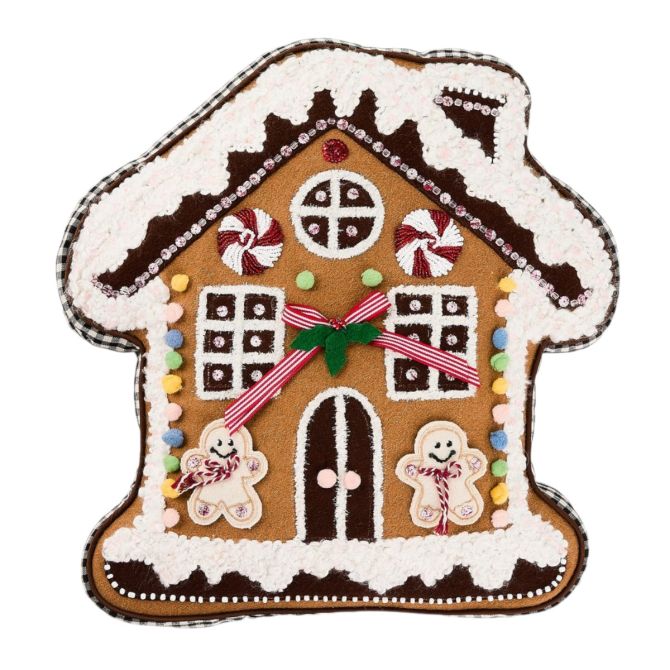 MacKenzie-Childs Gingerbread House Shaped Throw Pillow