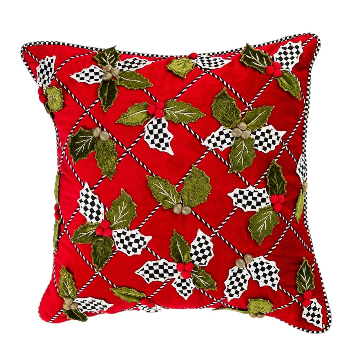 MacKenzie-Childs Holly Lattice Throw Pillow