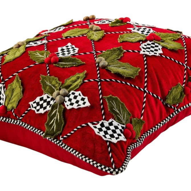MacKenzie-Childs Holly Lattice Throw Pillow | 75740-1398 | Borsheims