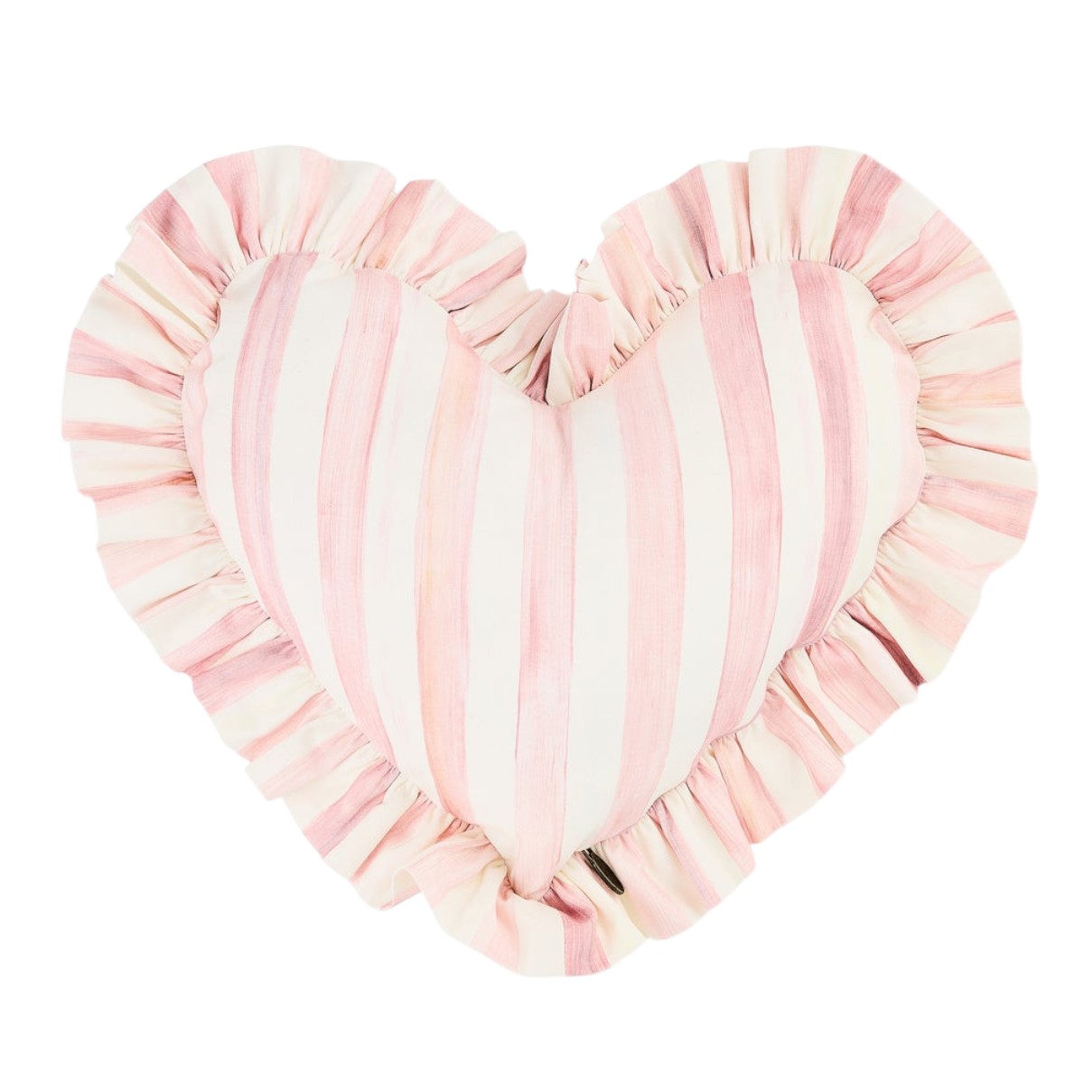 MacKenzie-Childs Heart Throw Pillow with Ruffle, Rosy Check