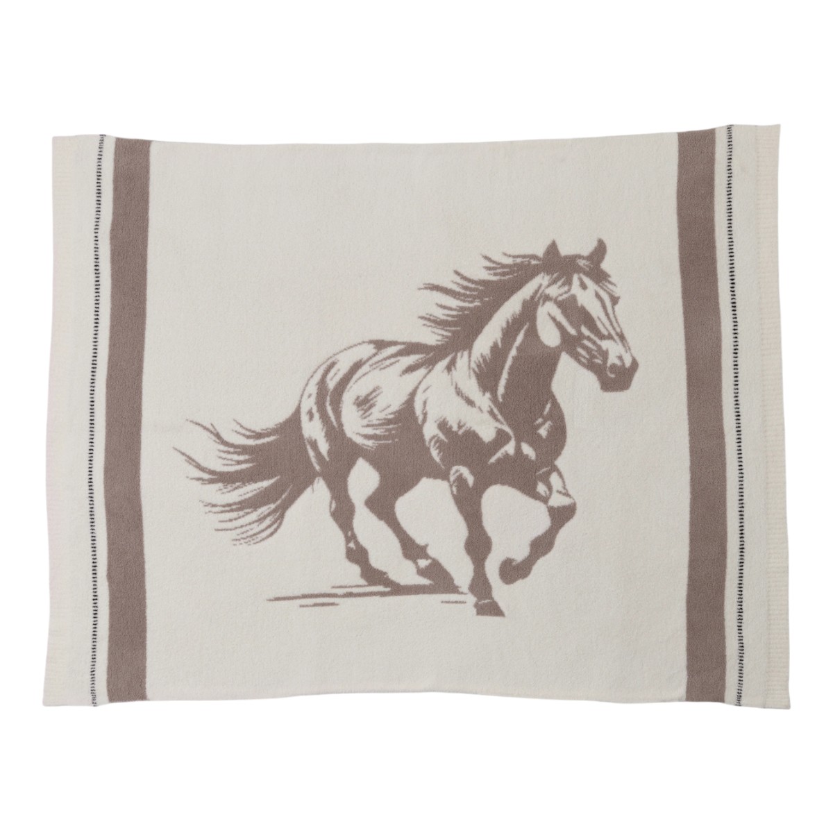 Barefoot Dreams CozyChic Stallion Throw Blanket, Cream Multicolored