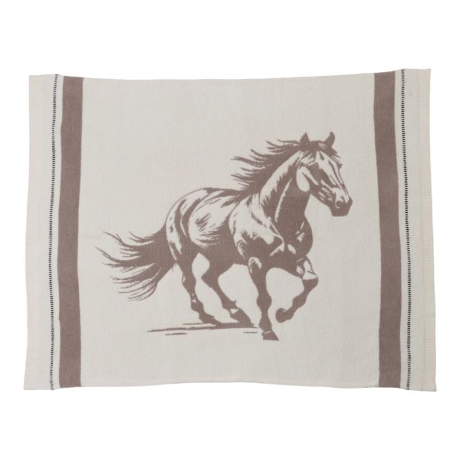 Barefoot Dreams CozyChic Stallion Throw Blanket, Cream Multicolored