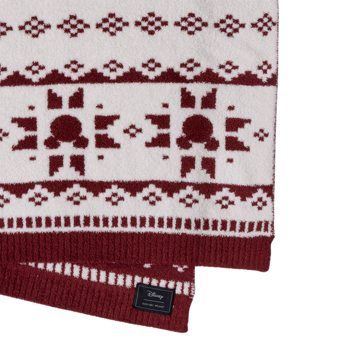Barefoot Dreams CozyChic Disney Mickey Fair Isle Throw Blanket, Crimson