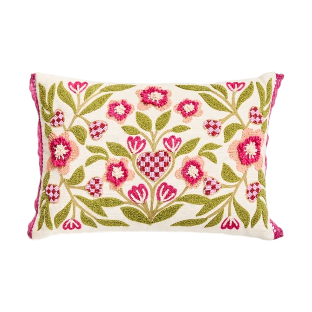 MacKenzie-Childs Check Hearts Lumbar Throw Pillow
