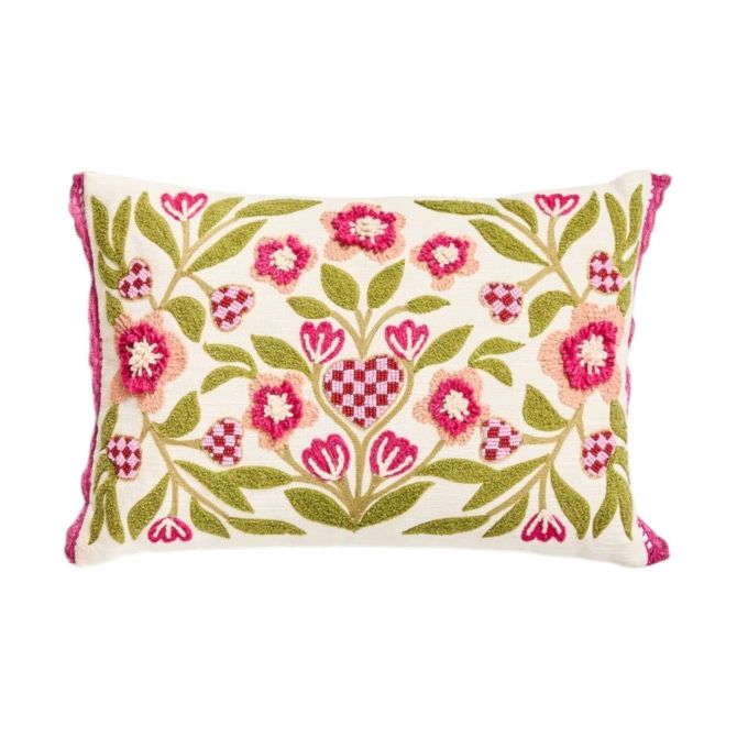 MacKenzie-Childs Check Hearts Lumbar Throw Pillow