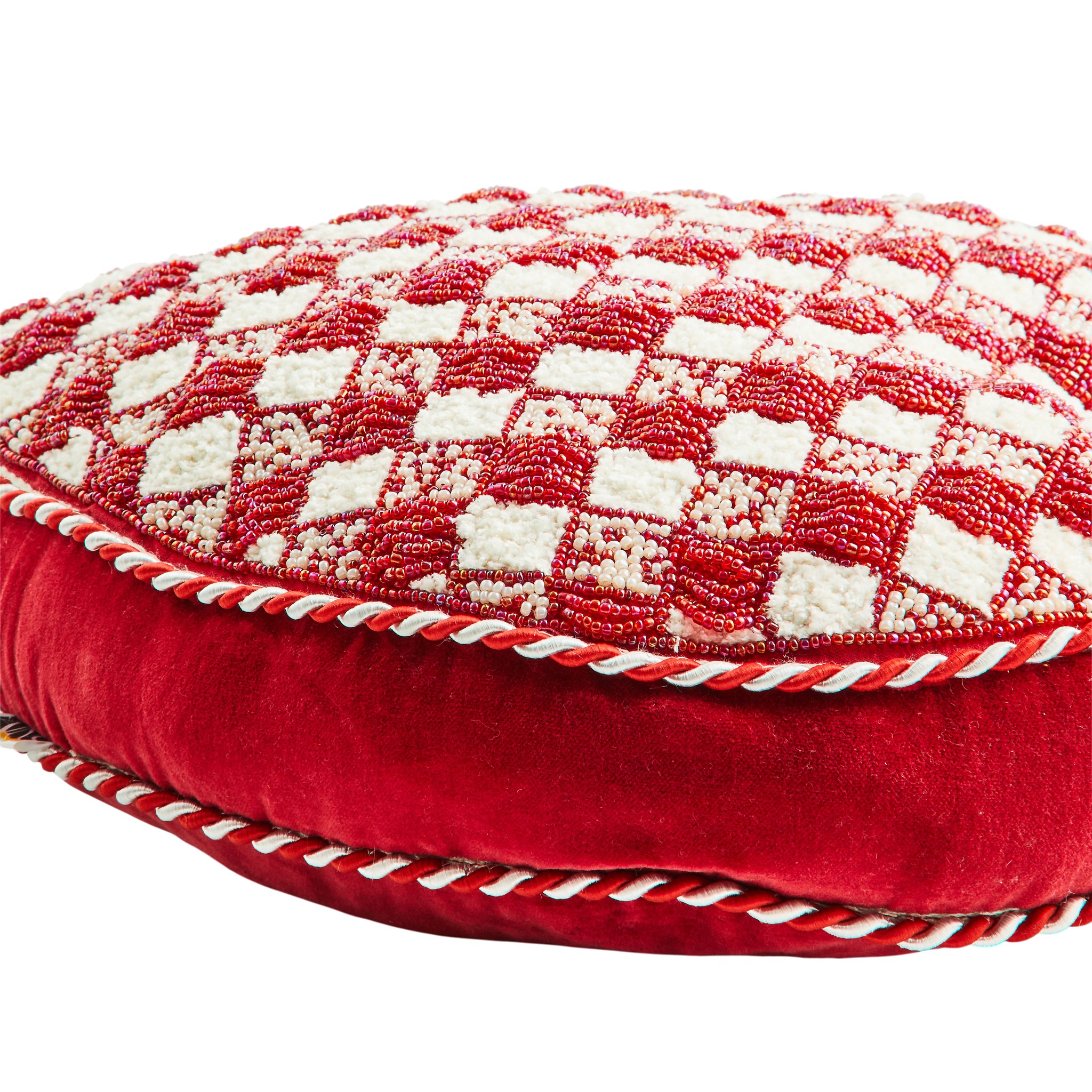 MacKenzie-Childs Heart Throw Pillow, Red and White Check